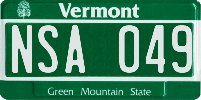 VT license plate NSA049