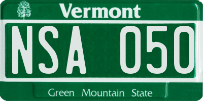 VT license plate NSA050