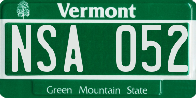 VT license plate NSA052