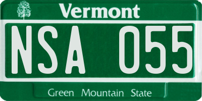 VT license plate NSA055
