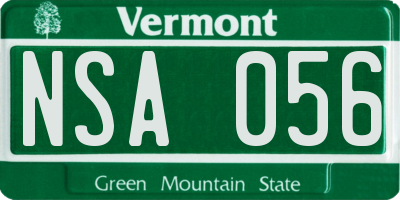 VT license plate NSA056