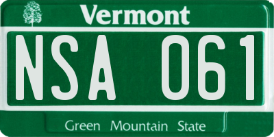 VT license plate NSA061