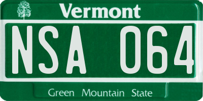 VT license plate NSA064