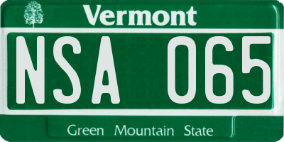 VT license plate NSA065