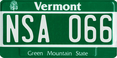 VT license plate NSA066