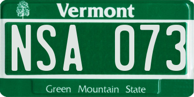 VT license plate NSA073