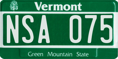 VT license plate NSA075