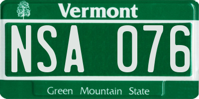 VT license plate NSA076