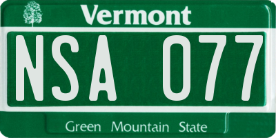 VT license plate NSA077