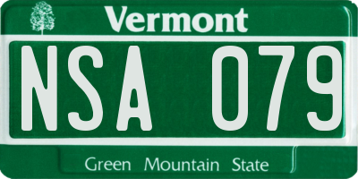 VT license plate NSA079