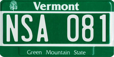 VT license plate NSA081