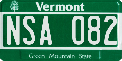 VT license plate NSA082