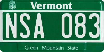 VT license plate NSA083