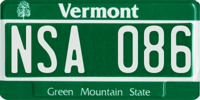 VT license plate NSA086