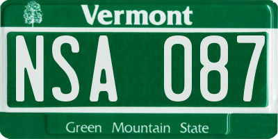 VT license plate NSA087