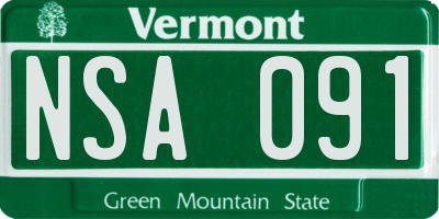 VT license plate NSA091