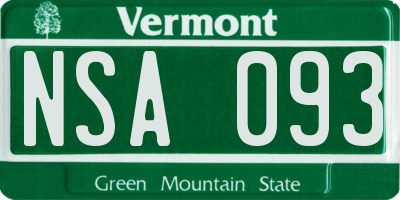 VT license plate NSA093