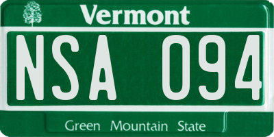 VT license plate NSA094