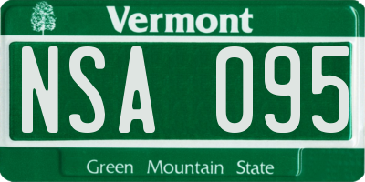VT license plate NSA095