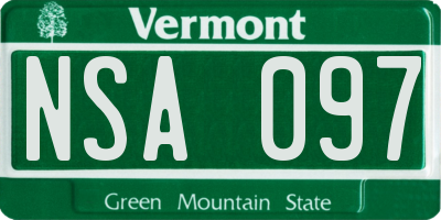 VT license plate NSA097