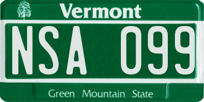 VT license plate NSA099