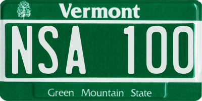 VT license plate NSA100