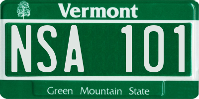 VT license plate NSA101