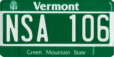 VT license plate NSA106