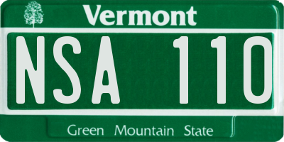 VT license plate NSA110