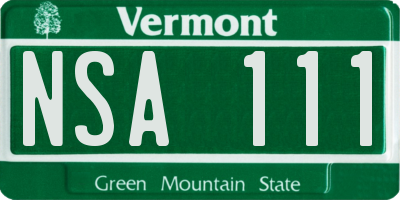 VT license plate NSA111