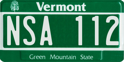 VT license plate NSA112
