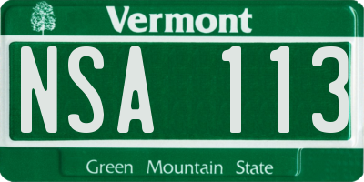 VT license plate NSA113