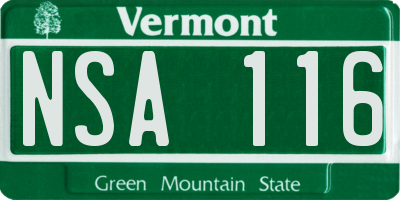 VT license plate NSA116