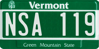 VT license plate NSA119