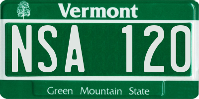 VT license plate NSA120