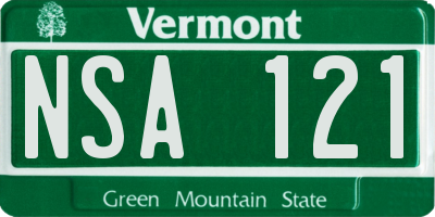 VT license plate NSA121