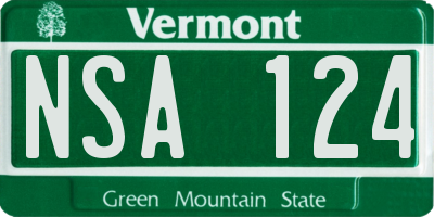 VT license plate NSA124