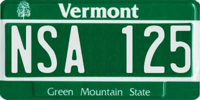 VT license plate NSA125