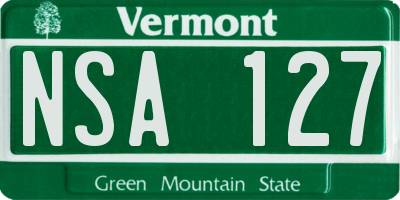 VT license plate NSA127