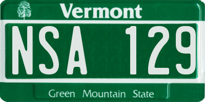 VT license plate NSA129