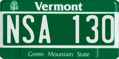 VT license plate NSA130