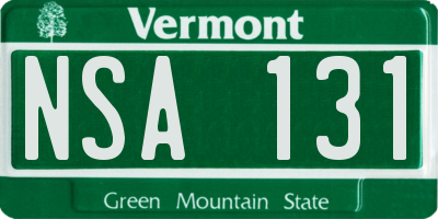 VT license plate NSA131