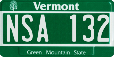 VT license plate NSA132
