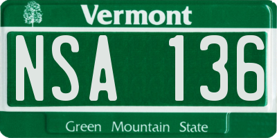 VT license plate NSA136