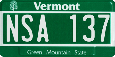 VT license plate NSA137