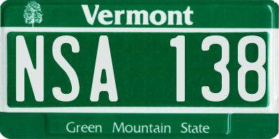 VT license plate NSA138