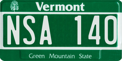 VT license plate NSA140