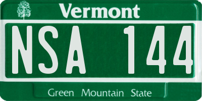 VT license plate NSA144