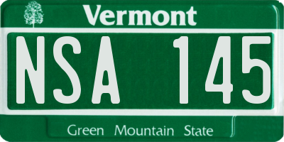 VT license plate NSA145