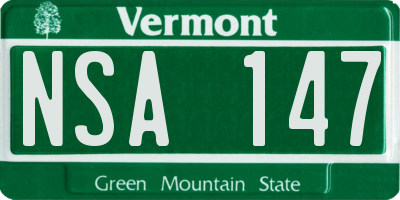 VT license plate NSA147